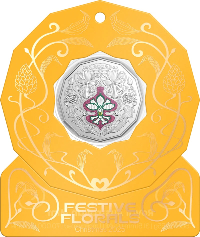 Coin 2025 Festive Florals Xmas 2025 50c Unc