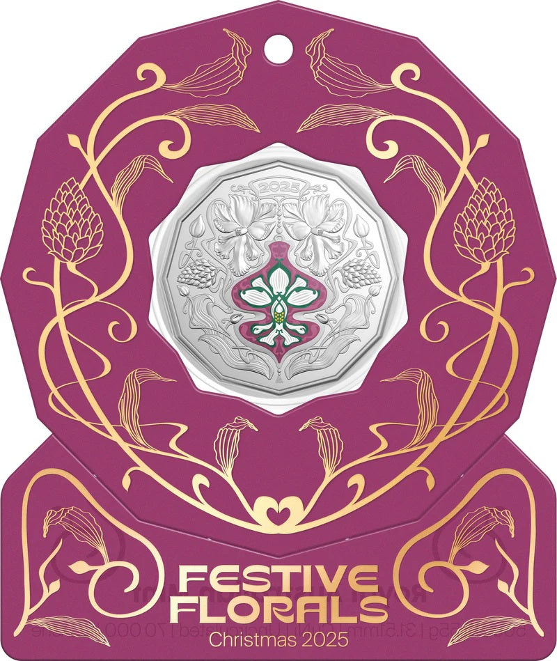 Coin 2025 Festive Florals Xmas 2025 50c Unc