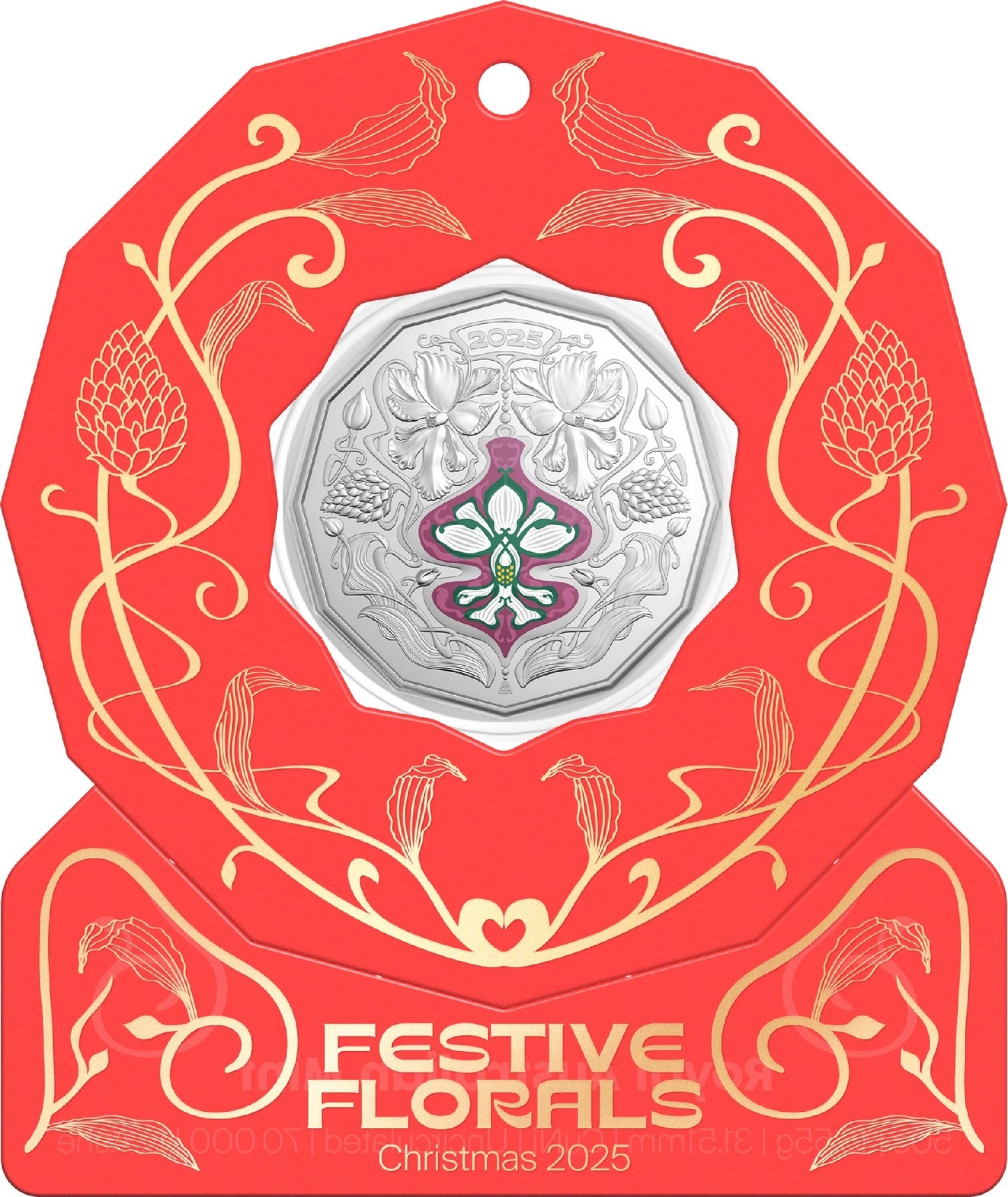 Coin 2025 Festive Florals Xmas 2025 50c Unc