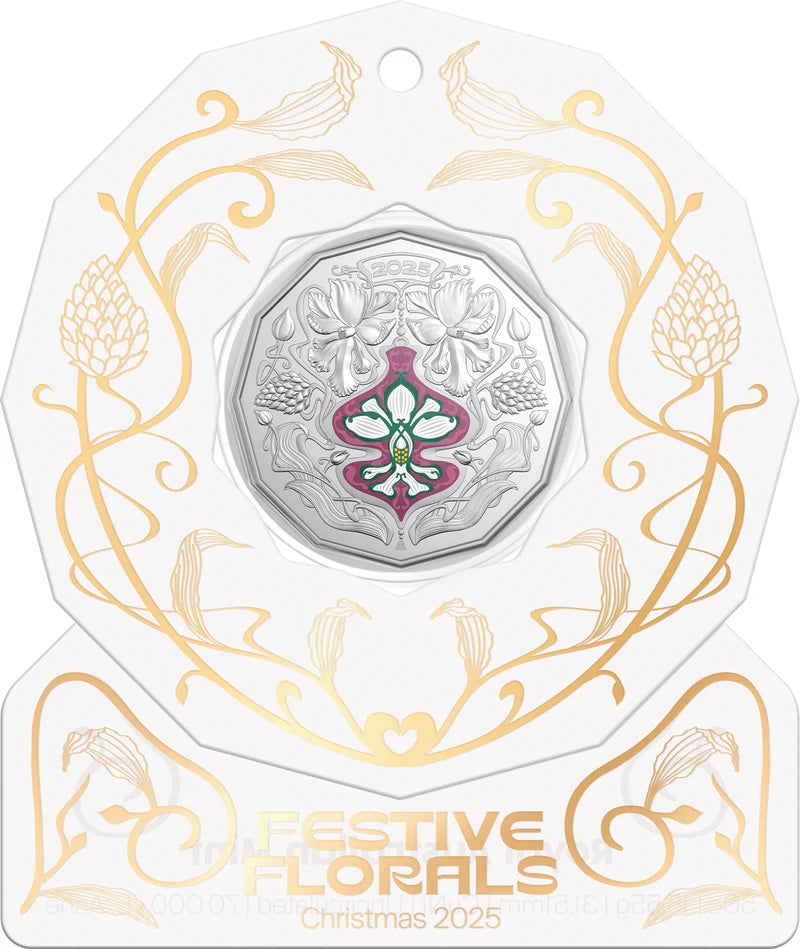 Coin 2025 Festive Florals Xmas 2025 50c Unc