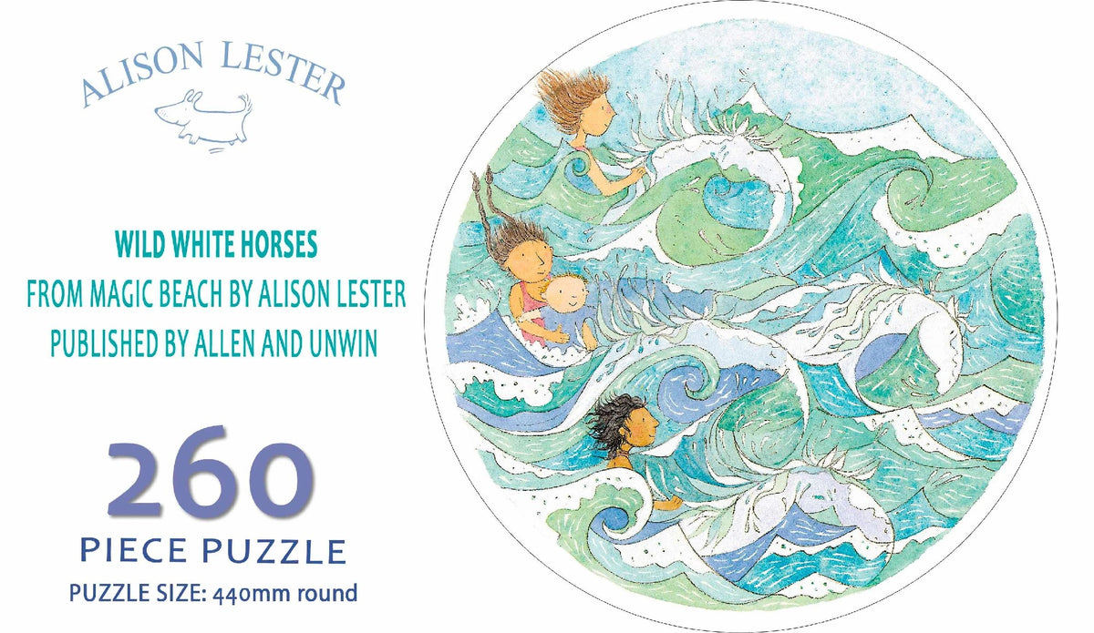 Puzzle 260 Pc Wild White Horses - Alison Lester