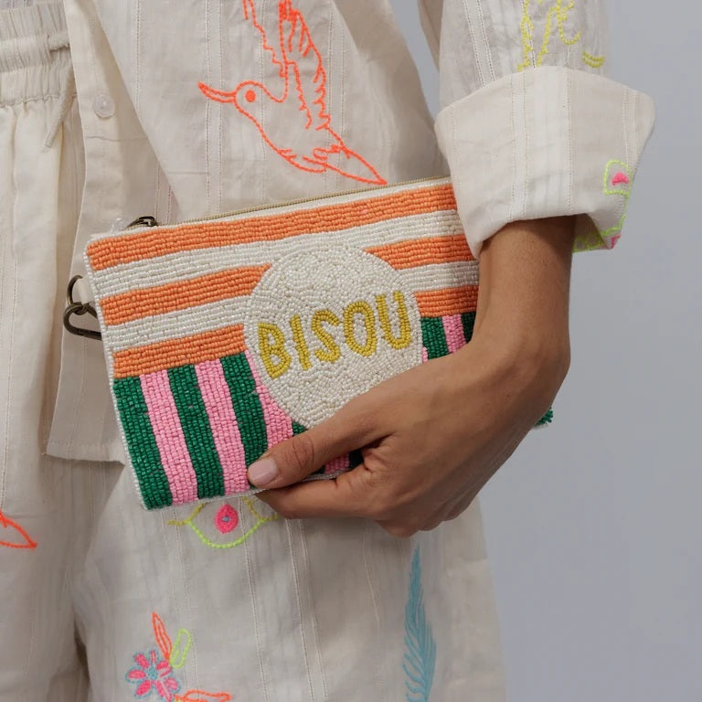 Beaded Cotton Clutch Bisou Bag