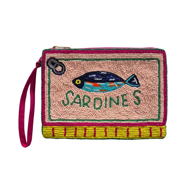 Sardines Beaded Clutch Bag