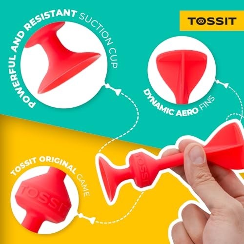 Tossit Game Suction Cup Darts, Toss Game Perfect Family And Party, Silicone Throwing Game For Backyard, Indoor And Outdoor Fun, Family Pack, Red Cyan