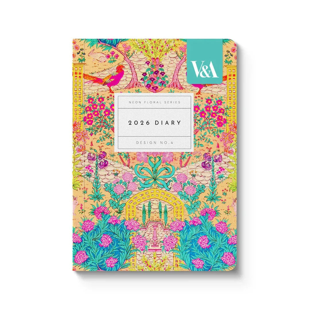 V&a A6 Diary - Neon Floral Ornate Garden