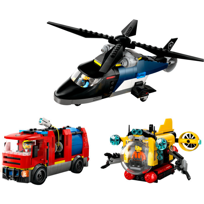 Lego60462 City Helicopter, Fire Engine & Submarine Remix