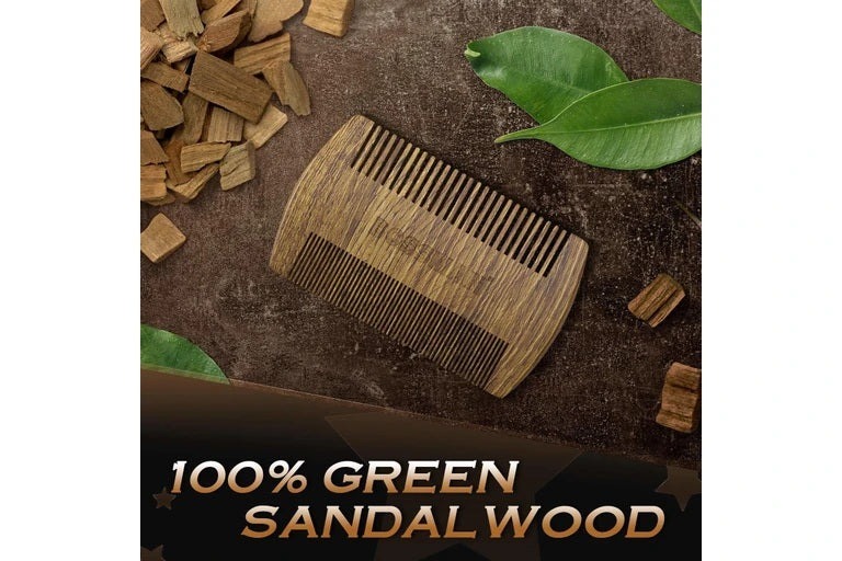 Bossman Pocket Size Sandalwood Comb With Protective Case Fine And Wide Tooth For Beard Mustache And Hair Shaping Tool