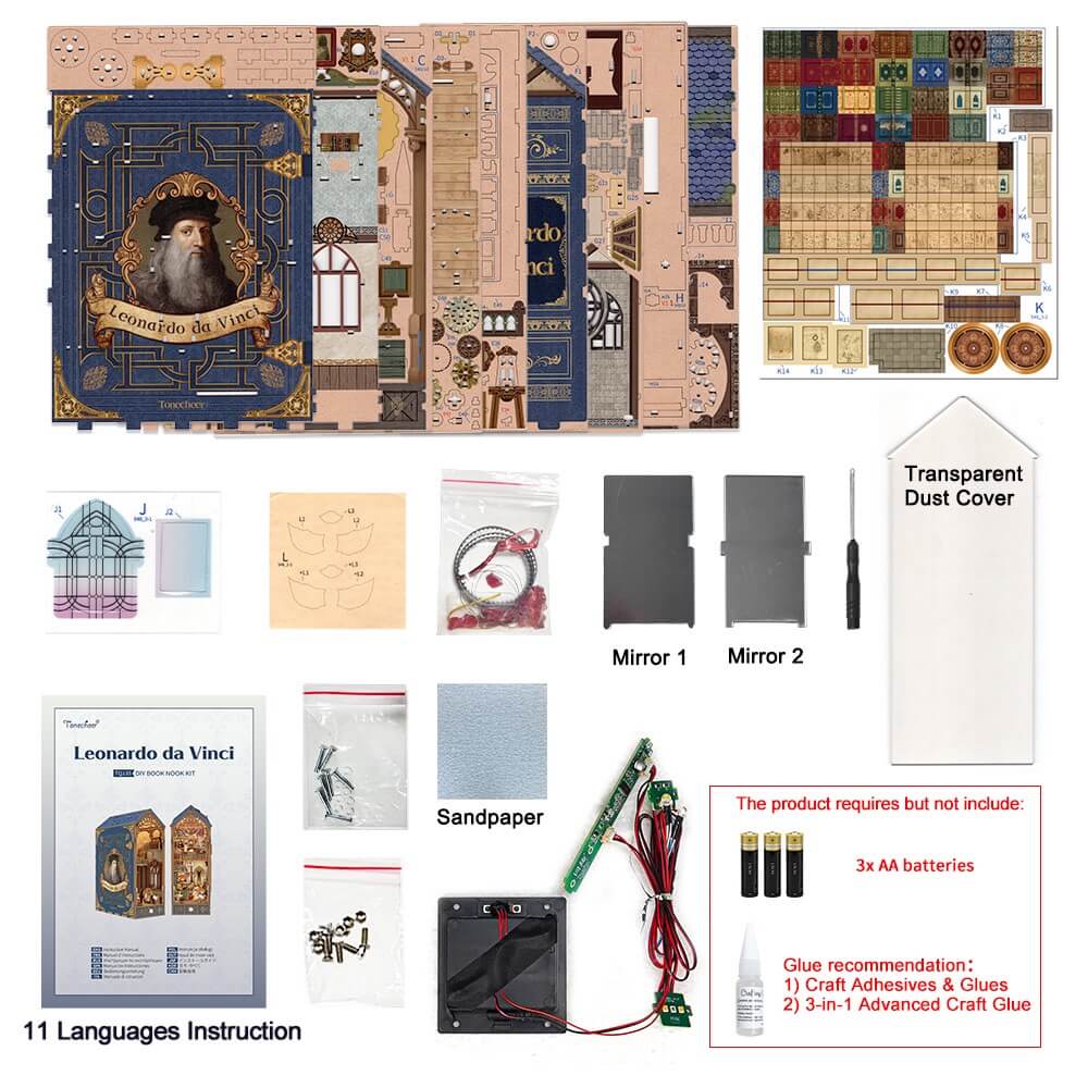 Tonecheer Leonardo Da Vinci 3d Puzzle Book Nook Kit