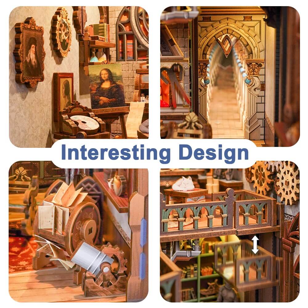 Tonecheer Leonardo Da Vinci 3d Puzzle Book Nook Kit
