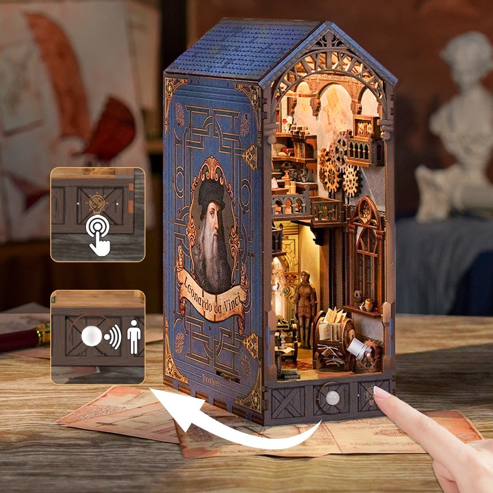 Tonecheer Leonardo Da Vinci 3d Puzzle Book Nook Kit