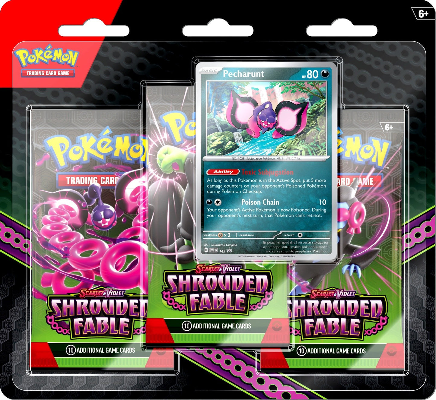 Pokemon Tcg: Scarlet & Violet 6.5: Shrouded Fable - 3-pack Blister (pecharunt)