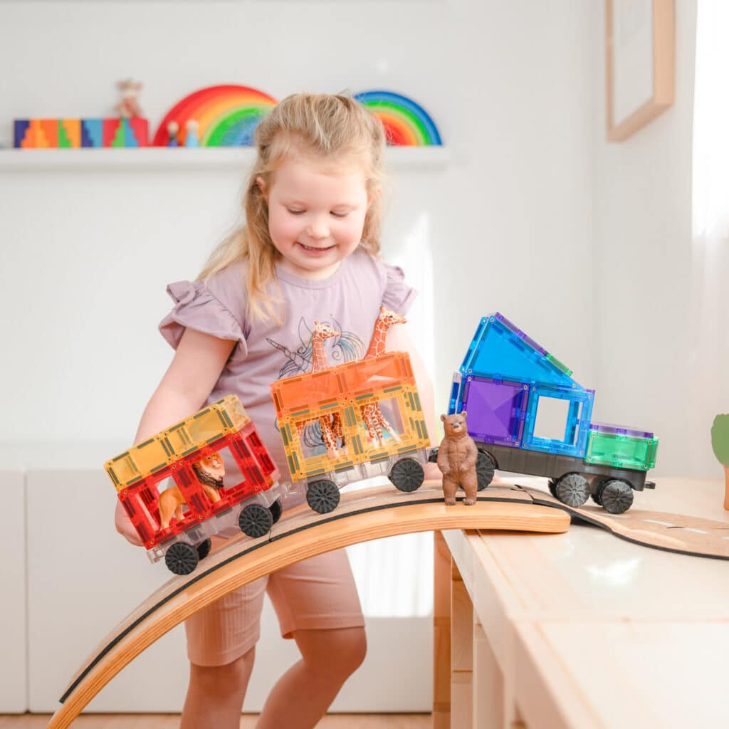 Connetix Magnetic Tiles Rainbow Transport Pack 50 Pieces