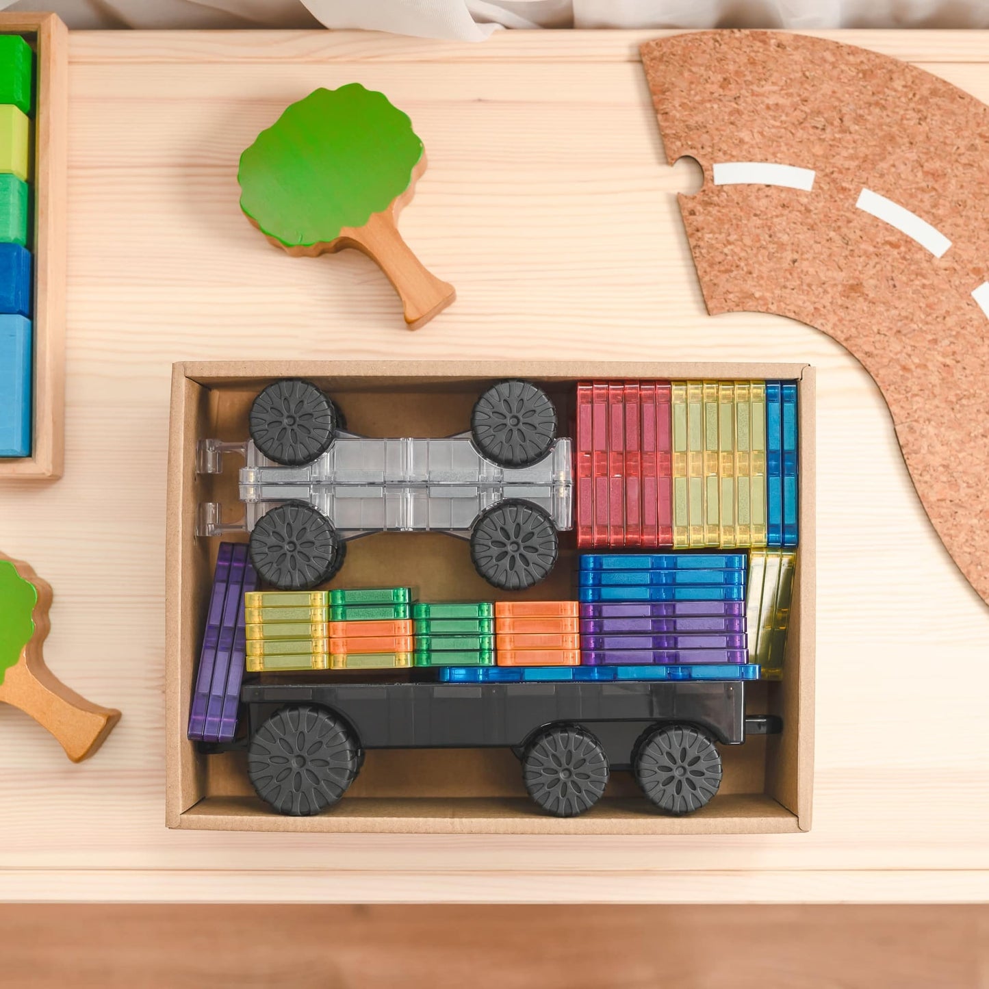 Connetix Magnetic Tiles Rainbow Transport Pack 50 Pieces