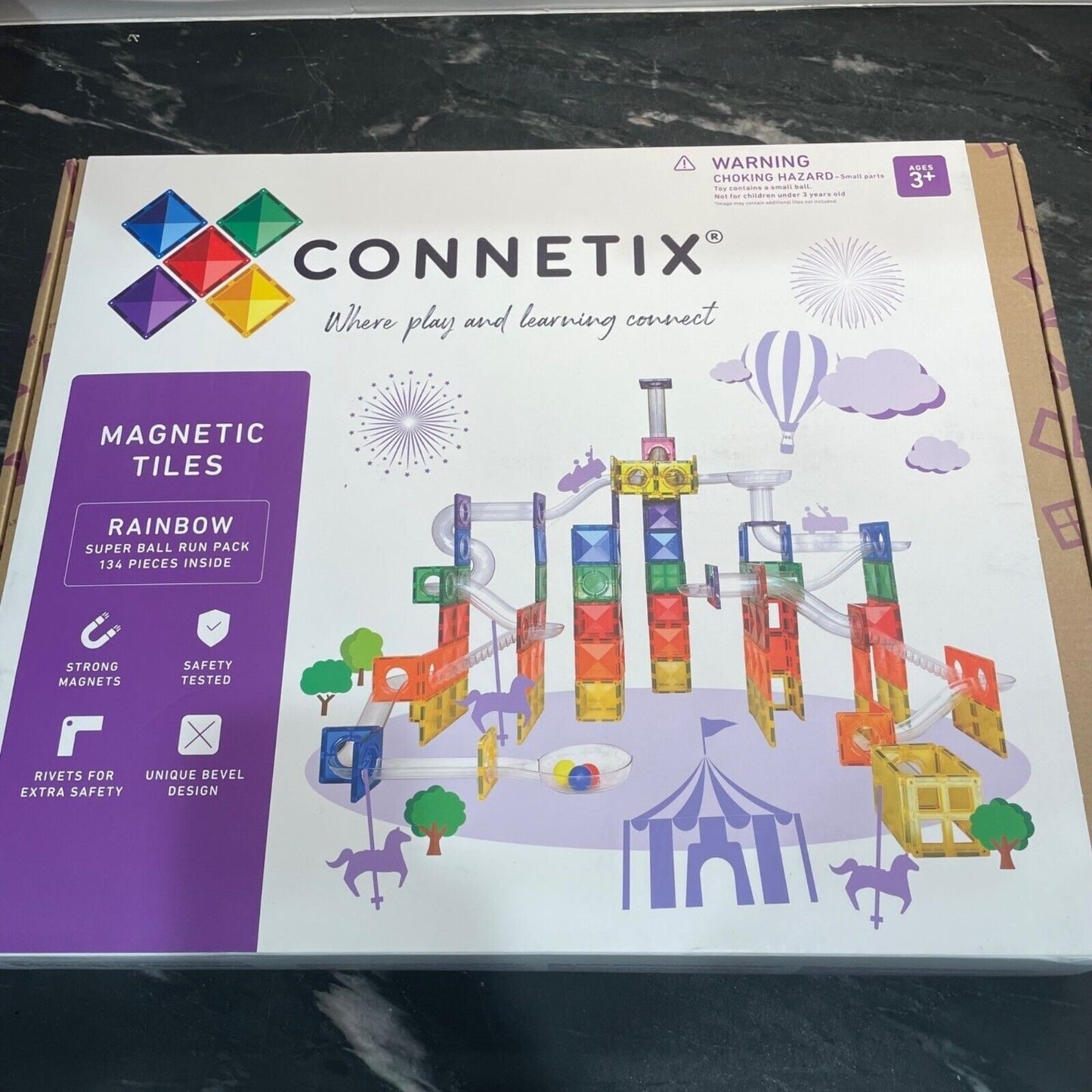 Connetix Tiles Rainbow Super Ball Run Pack 134 Pc.
