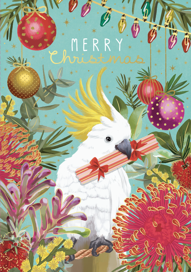 Boxed Cockatoo On Teal