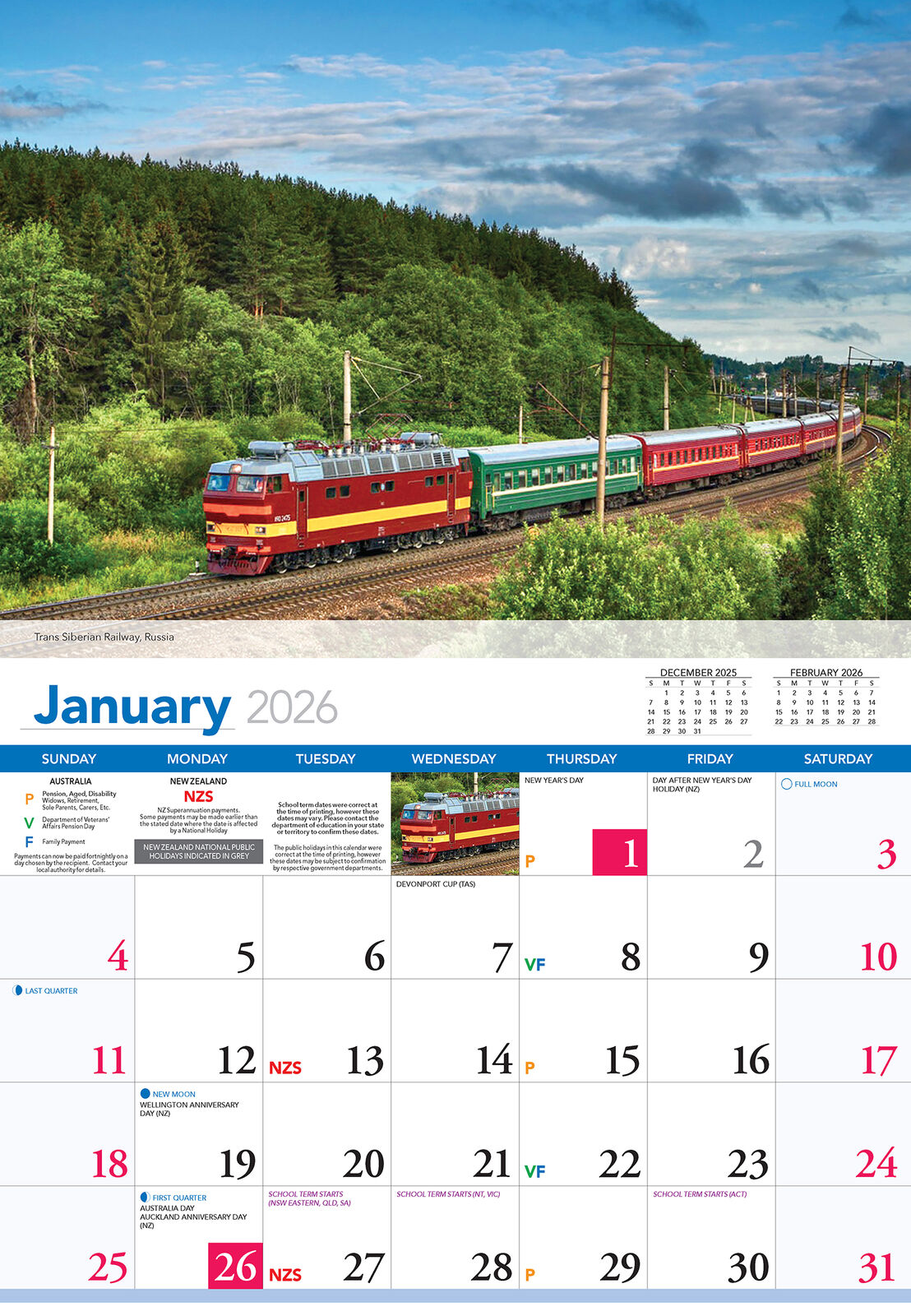 Calendar 2026 Great Train Journeys Of The World 335x242mm