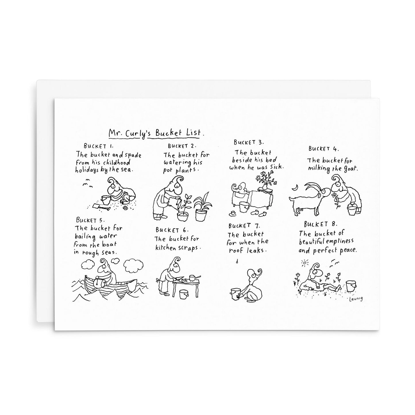 Leunig All Occasions Greeting Card - Mr Curly's Bucket List