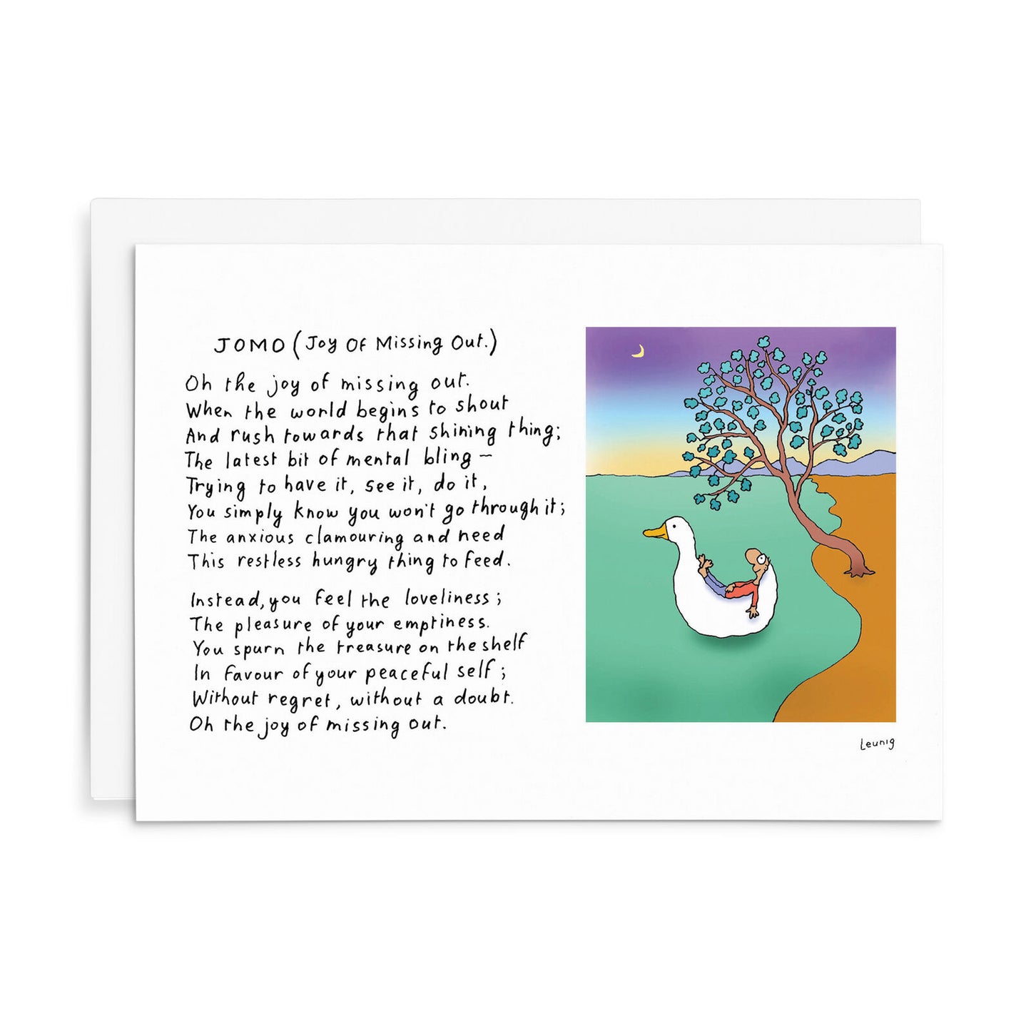 Leunig All Occasions Greeting Card - Jomo ( Joy Of Missing Out)