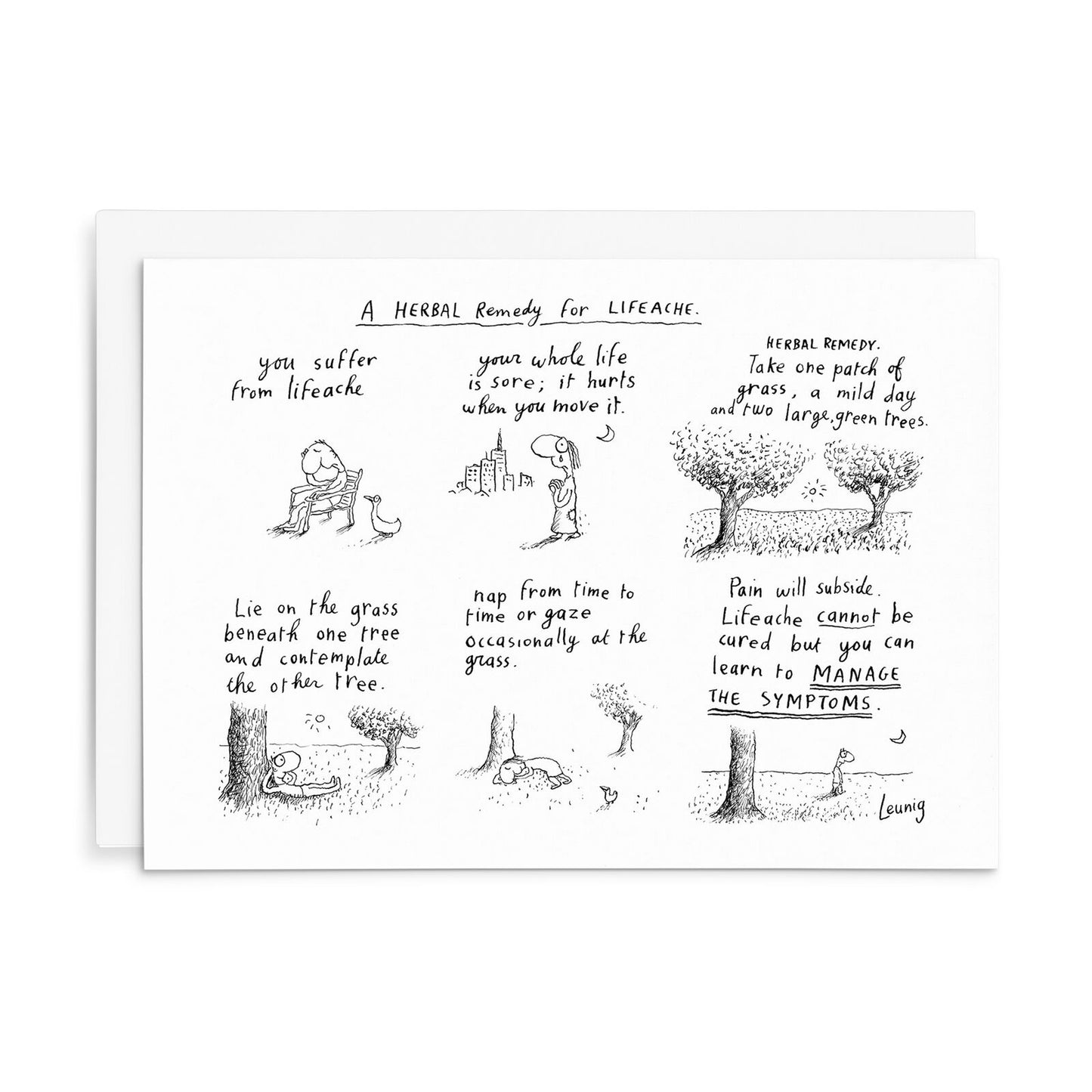 Leunig All Occasions Greeting Card - A Herbal Remedy For Lifeache