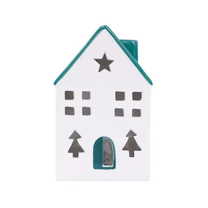 Christmas Blue Light Up Ceramic House