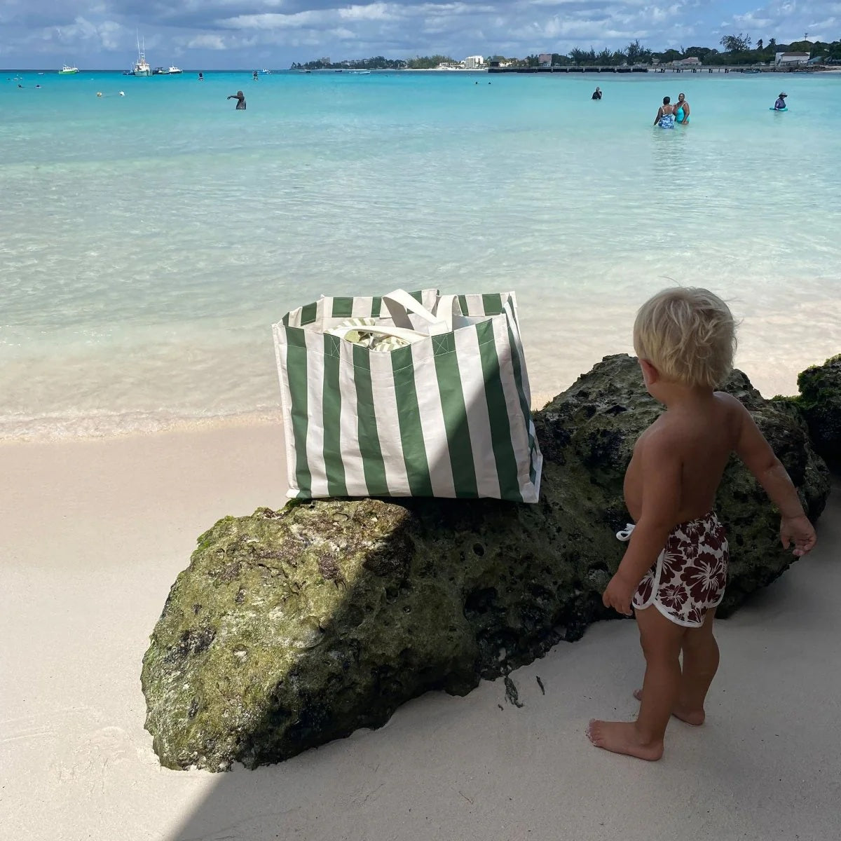 Sunnylife Carryall Beach Bag The Vacay Olive Stripe