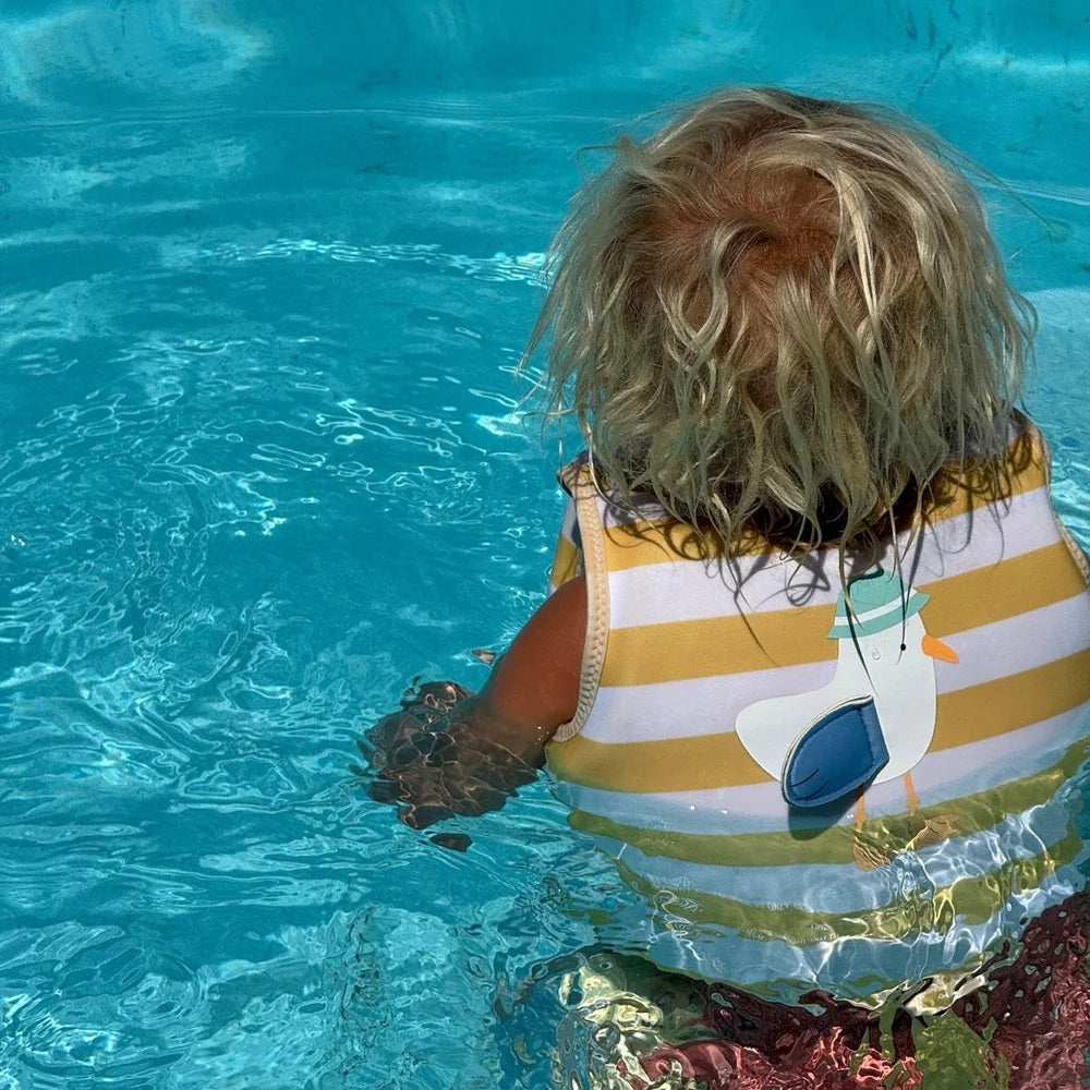 Sunnylife Kids Swim Vest 1-2 Sid The Seagull Mustard Stripe