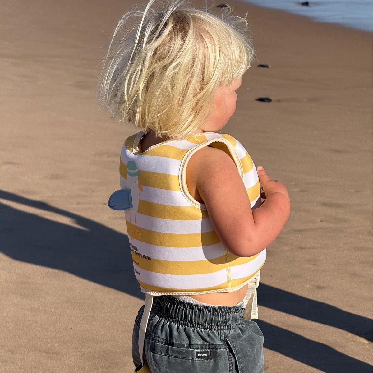 Sunnylife Kids Swim Vest 2-3 Sid The Seagull Mustard Stripe