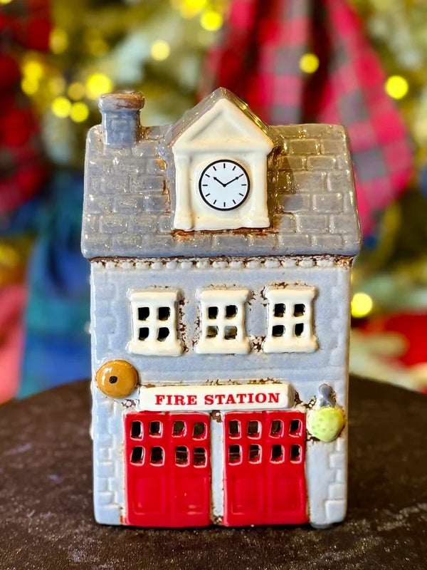 Stoneware Village Tealight House - Fire Station