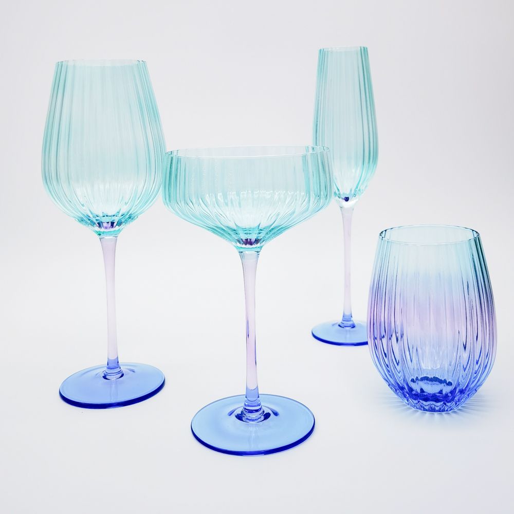 Ellie Ombre Wine Glass Aqua & Blue 25cm