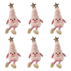 Urban Fluffy Christmas Tree Sitting Decoration Ornament 28cm Pink
