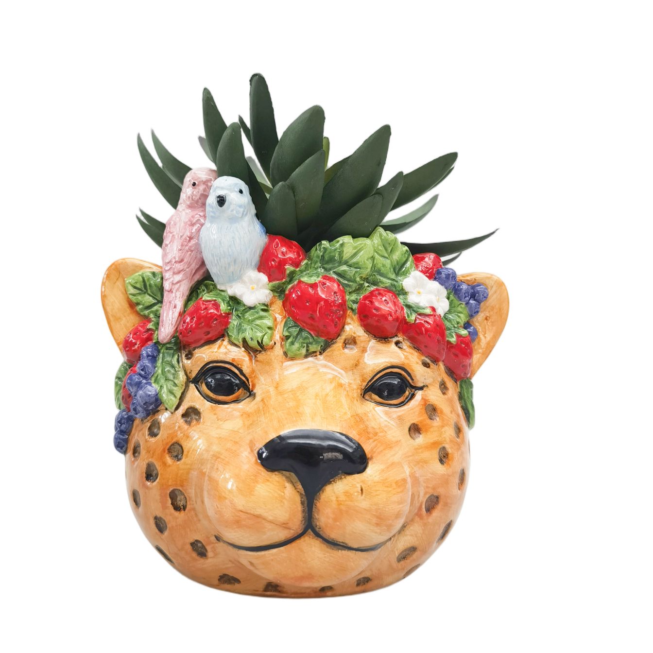 Urban Ceramic Jungle Cheetah Outdoor Planter Pot 17cm Orange