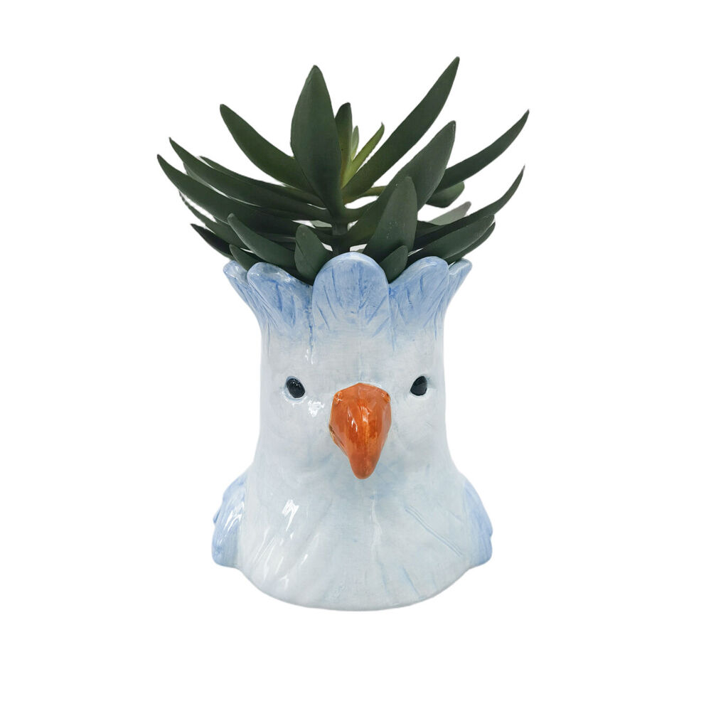 Urban Ceramic Perdy Parrot Outdoor Garden Planter Pot 14x13cm Blue