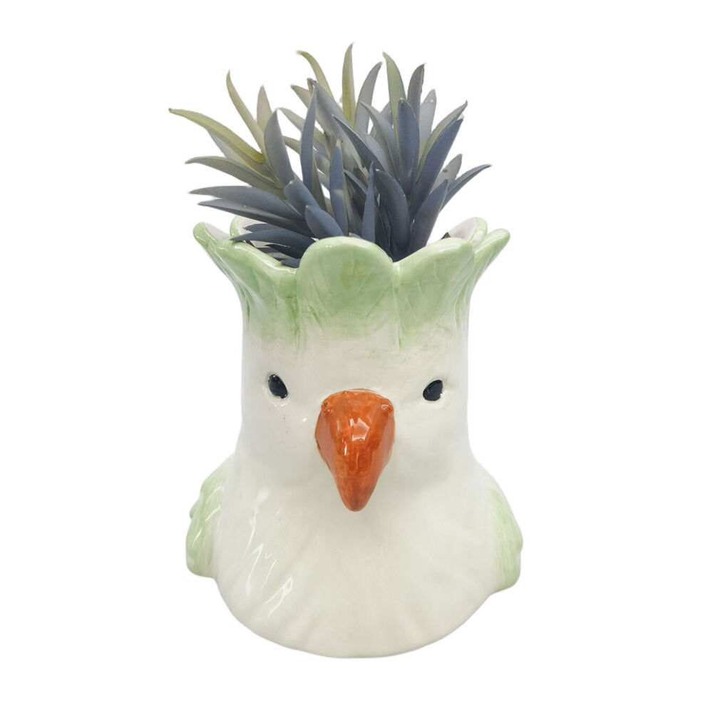 Urban Ceramic Perdy Parrot Outdoor Planter Pot 14x13cm Green