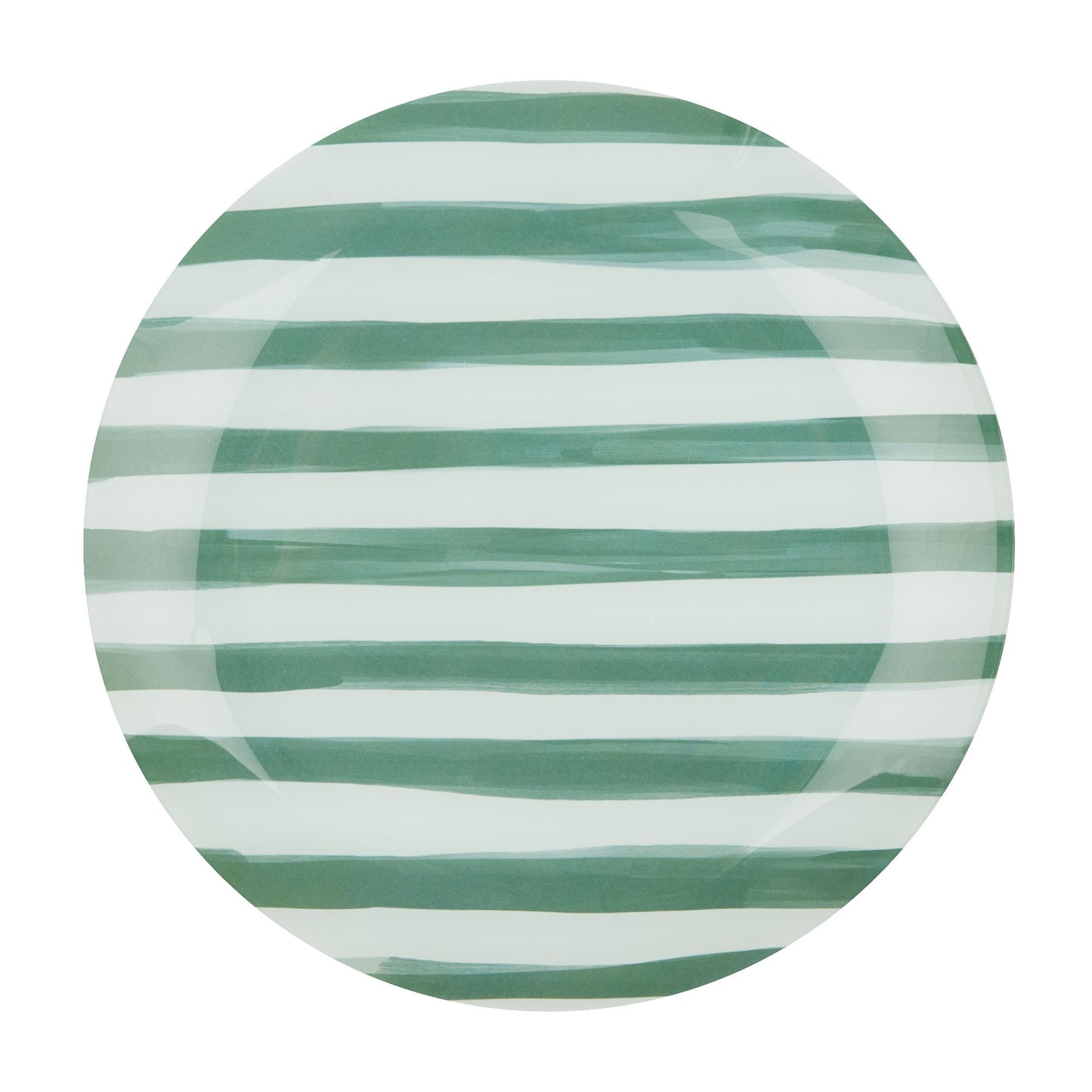 Lulu Green Stripe Large Glass Plate - Emporium