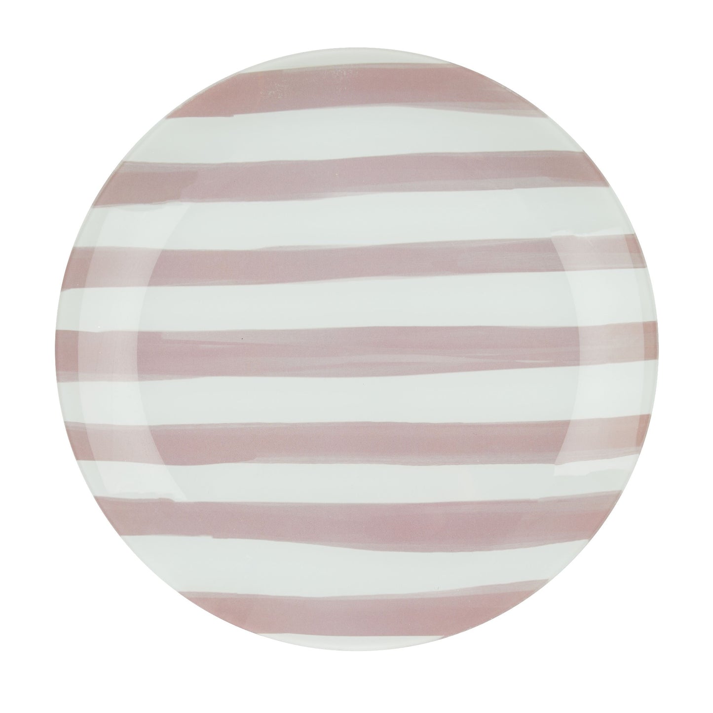 Lulu Pink Stripe Medium Glass Plate - Emproium