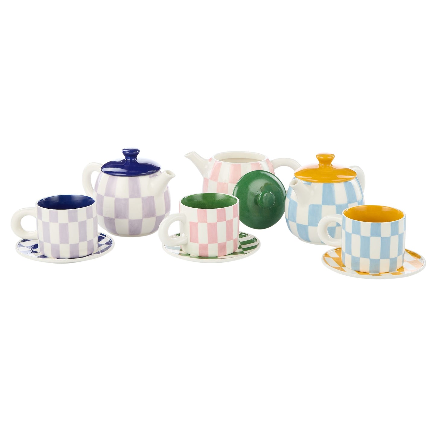Emporium Check 700ml Teapot Pink/green