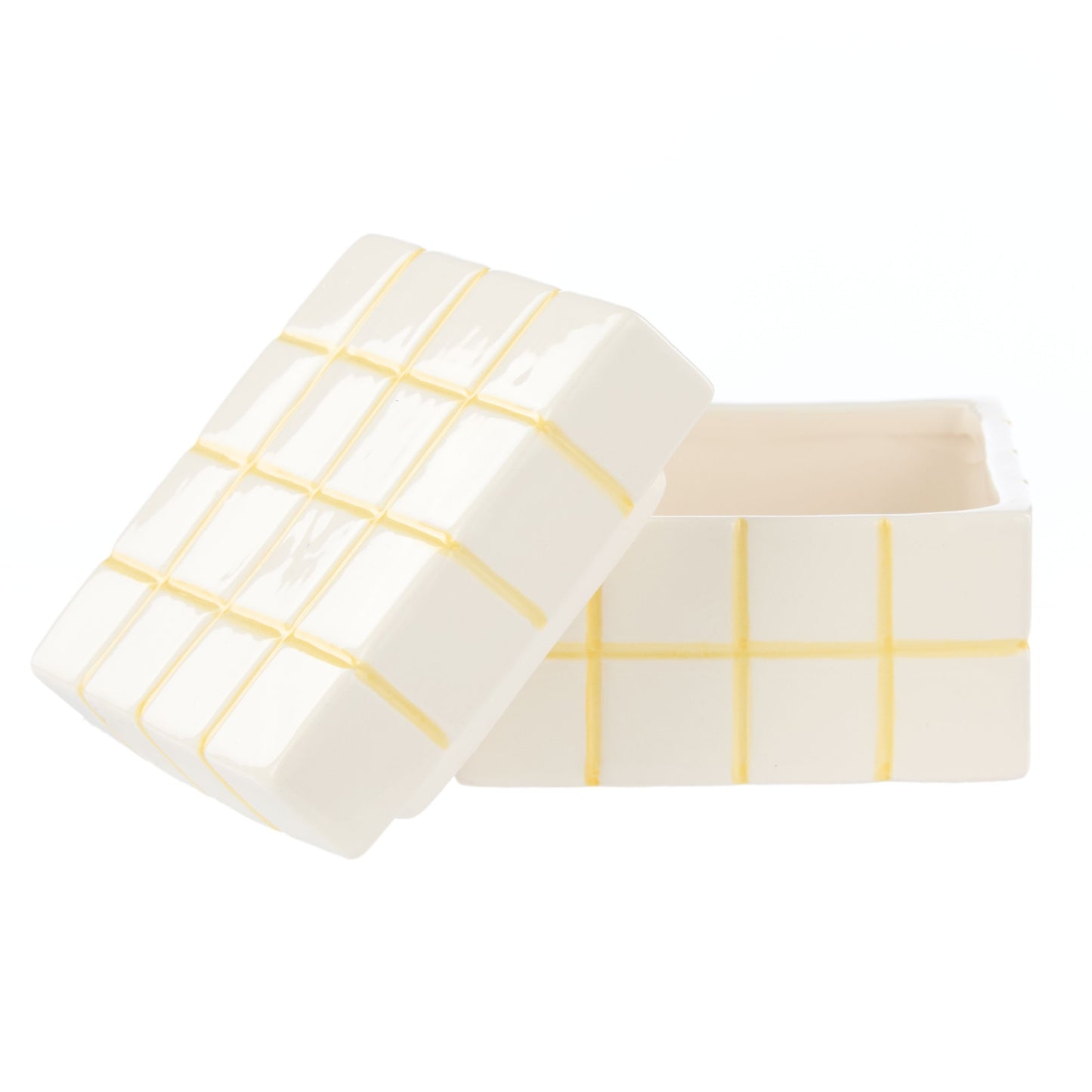Emporium Lulu Collection Check Box Yellow 10.8x10.8x7.2cm