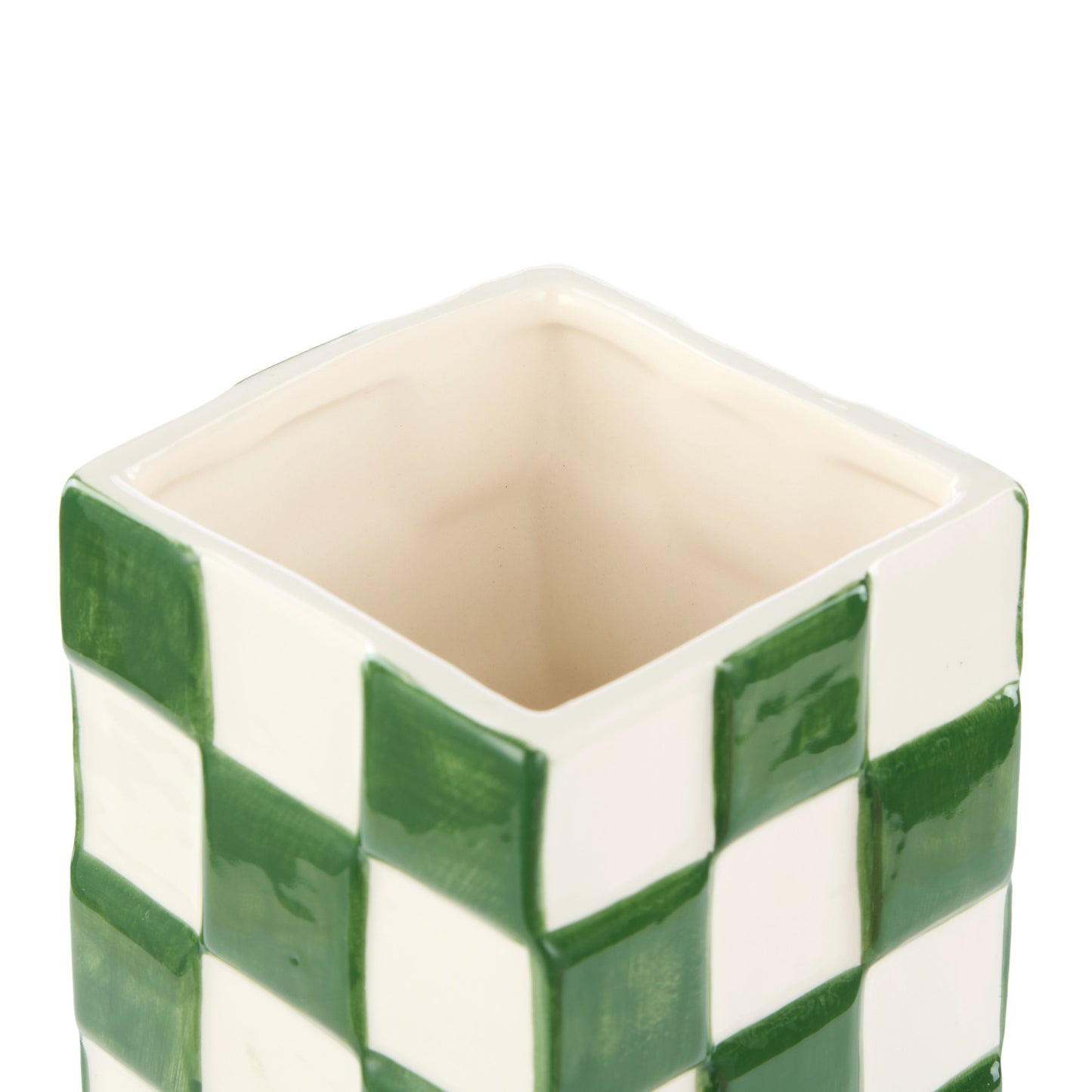 Emporium Lulu Collection Check Vase Green 9.5x19.8cm