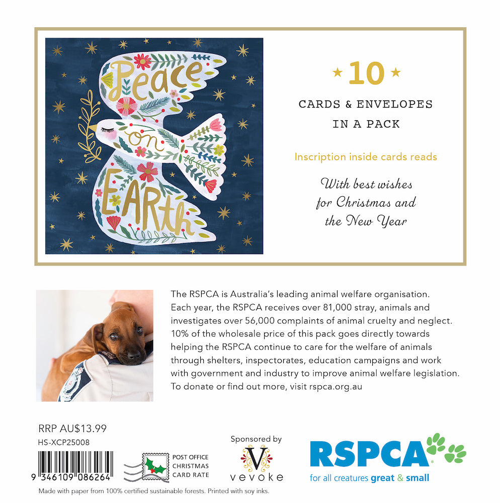 Peace On Earth 10 Boxed Charity Christmas Cards - Rspca