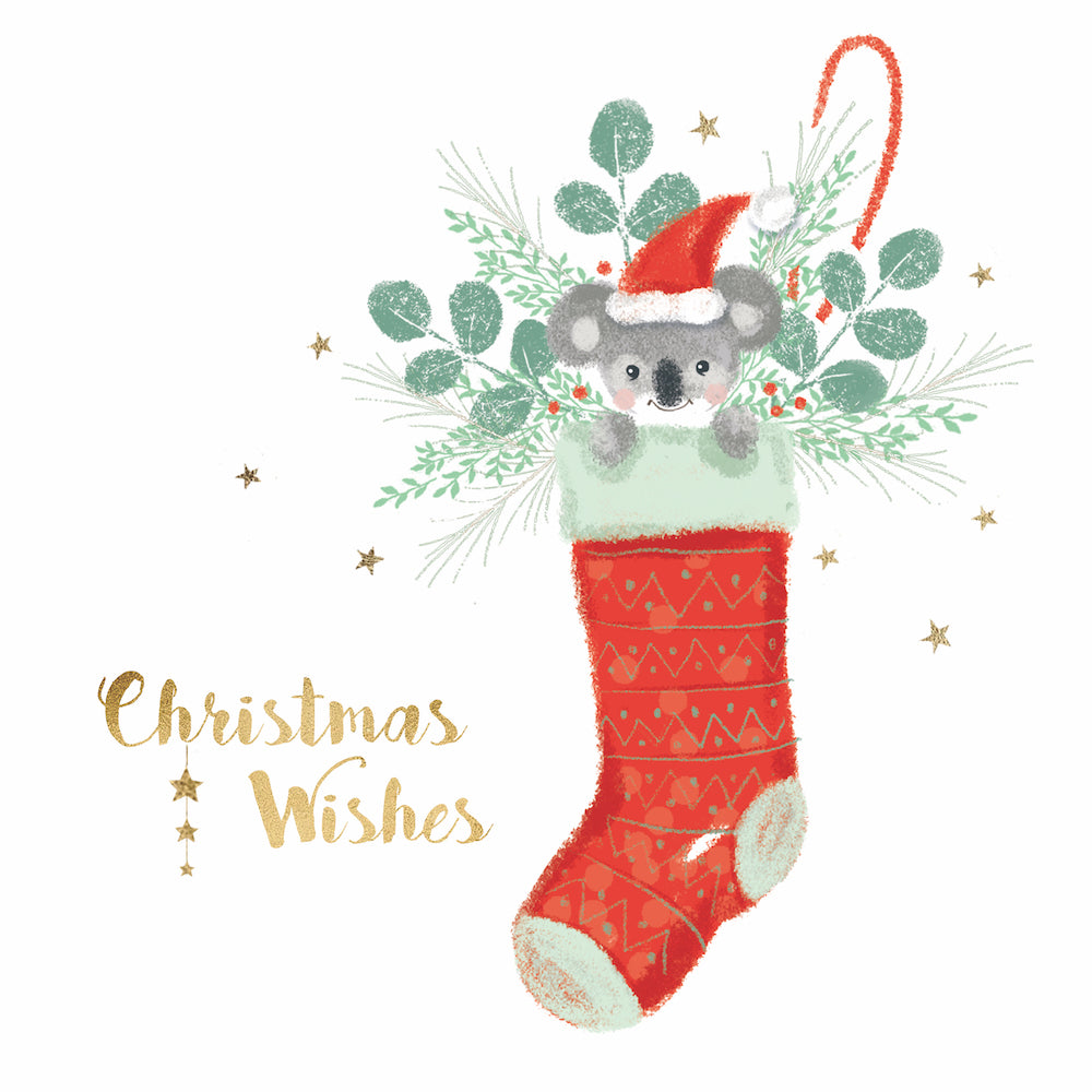 Koala Stocking 10 Boxed Charity Christmas Cards - Breast Cancer Network