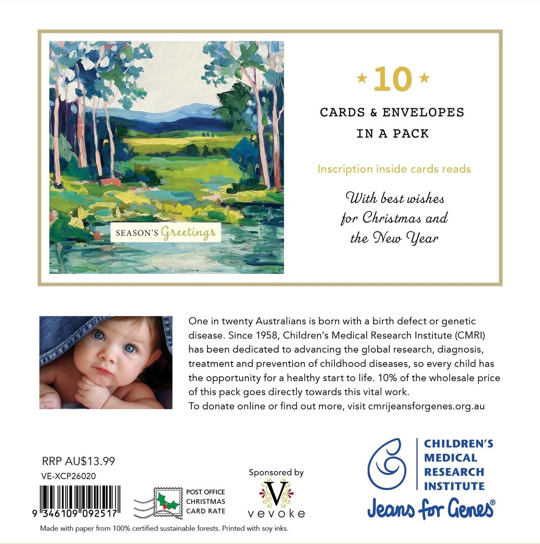 Cmri - Australian Christmas Serenity - 10 Charity Christmas Cards Pack