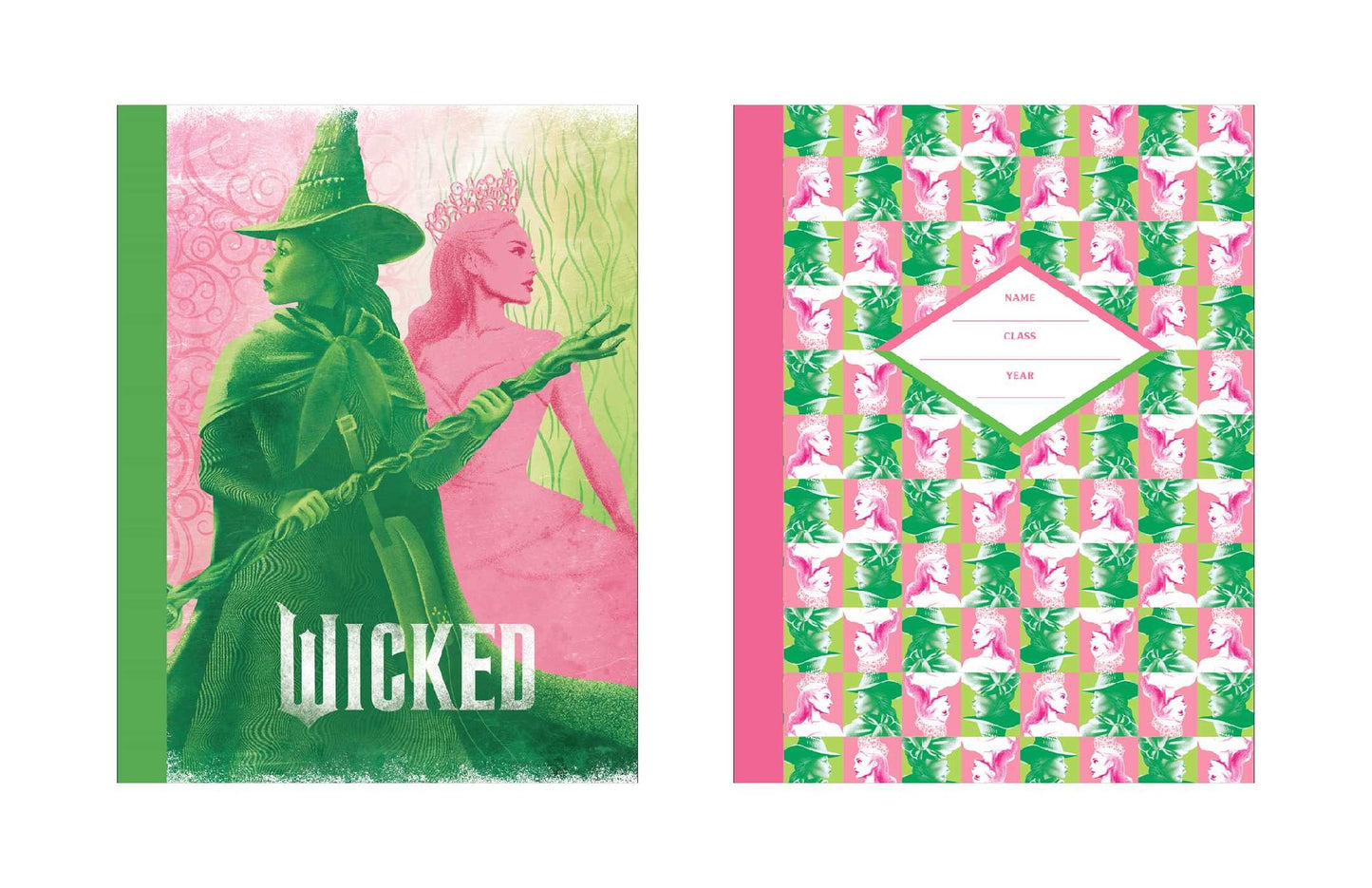 Wicked Pink & Green Composition Notebook Set (set Of 2)