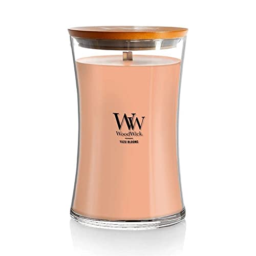 Woodwick Large Hourglass Candle  Yuzu Blooms - Premium Soy Blend Wax  Pluswick Innovation Wood Wick 