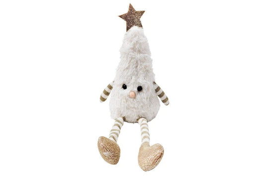 Fluffy Christmas Tree Sitting Decoration Ornament 20cm White
