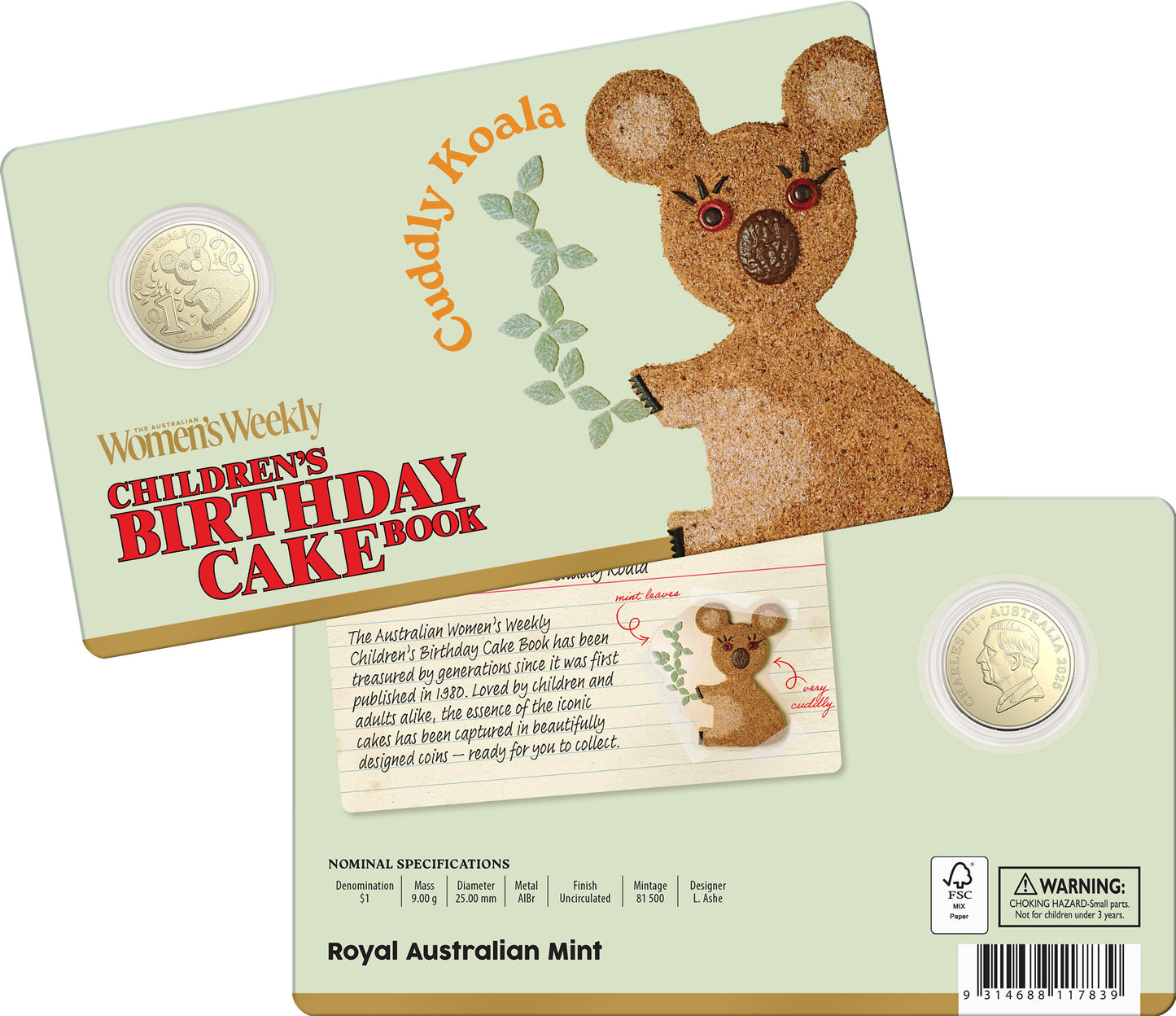 Aww Birthday Cake 2025 $1 Carded Coins Collection - Set includes 1 Free $2 Coloured Coin