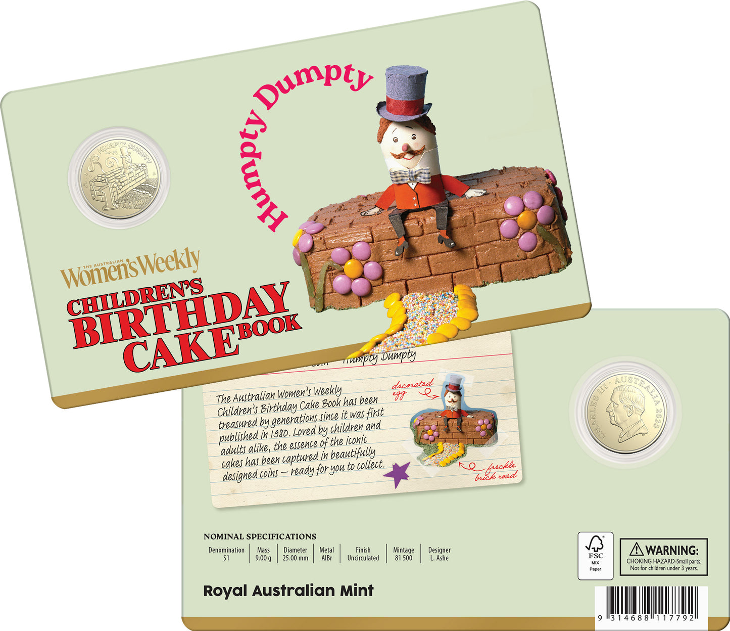 Aww Birthday Cake 2025 $1 Carded Coins Collection - Set includes 1 Free $2 Coloured Coin