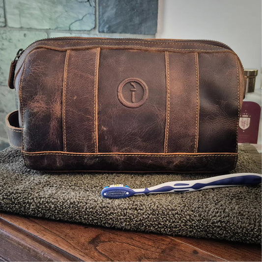Watson - Leather Toiletry Bag - Tan