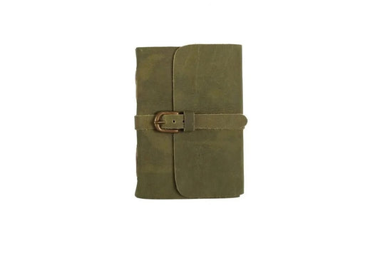 Journal Buckle A6 Leather Moss - Lined