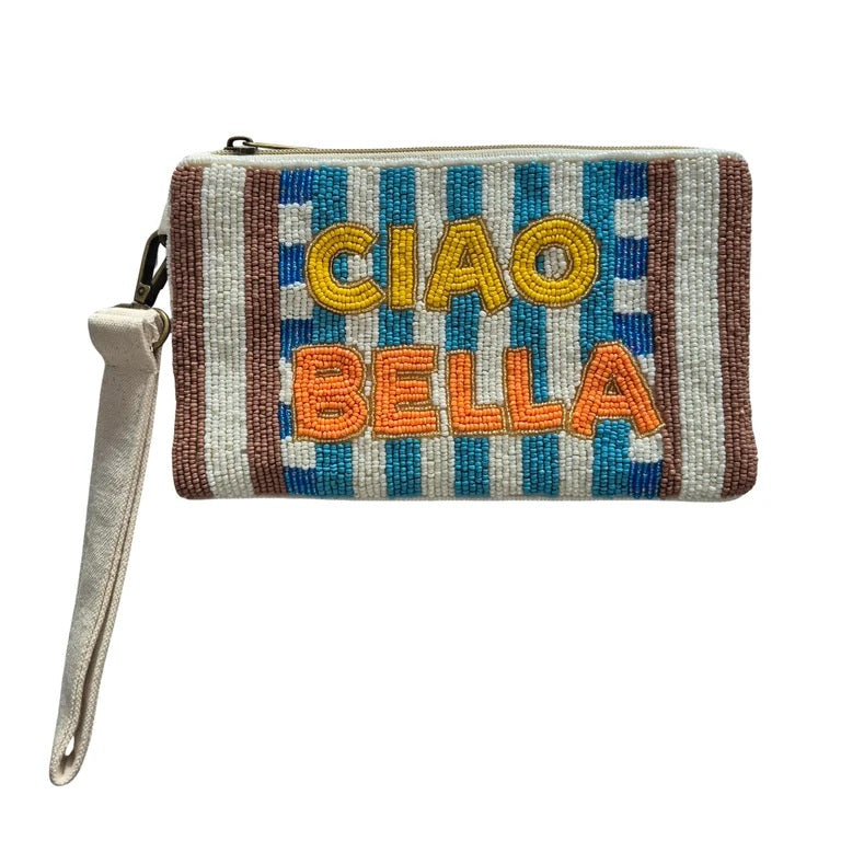 Ciao Bella Beaded Cotton Clutch Bag