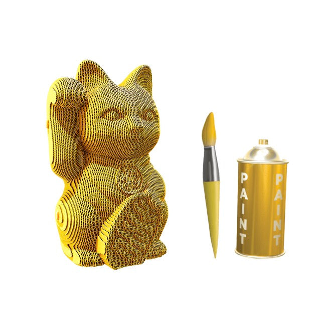 Cartonic 3d Lucky Cat Cardboard Sculpture Puzzle